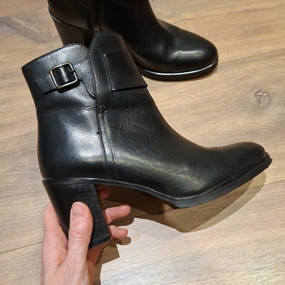 Filippa K Black Leather Heeled Ankle Boots (Size EU 37/US 5.5)